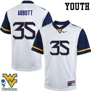 Youth West Virginia Mountaineers NCAA #35 Jake Abbott White Authentic Nike Stitched College Football Jersey LQ15T51QL